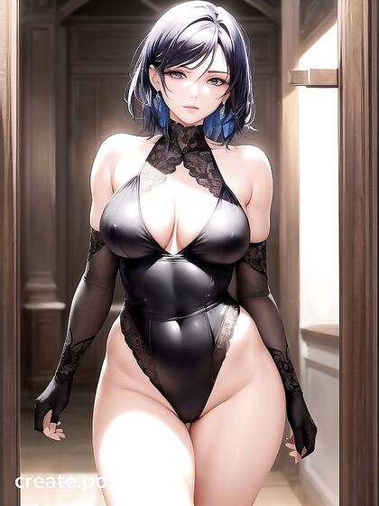 Waist-Shot Fetish Fun with Short Length and Latex Gloves in Hentai AI Picture