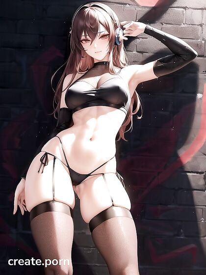 Brunette in Fishnets Shows Off Her Small Ass in Seductive Hentai Image