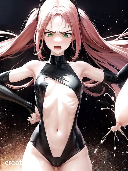 Skinny Girl 18+ Expands Her Breasts While Masterbating in Horny Hentai Image