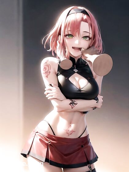 Sakura from Naruto Shows Off Her New Tattoos While Sucking Her Thumb in Hentai Bliss