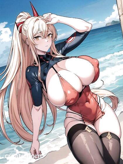 Power from Chainsaw Man Shows Off Her Beautiful Face and Gigantic Breasts in hentai AI Porn