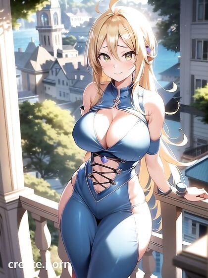 Lucy Heartfilia's Massive Tits in Anime-Accurate Outfit, arms crossed under chest