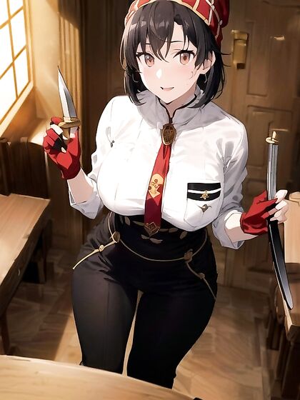 Cute hentai Girl 18+ teased with red tie still sheathed for naughty fun