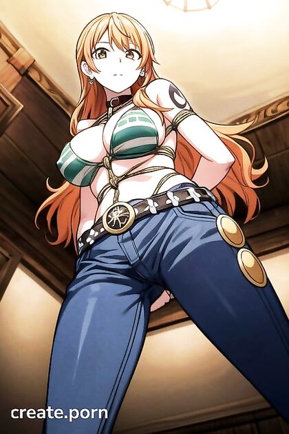 Nami from One Piece Bound and Nude in Erotic Shibari hentai Adventures