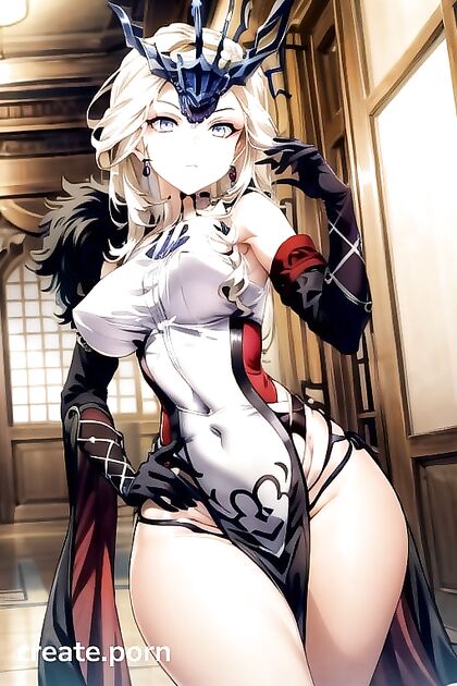 Skinny Girl 18+ with Massive Breasts in Seductive Hentai Picture