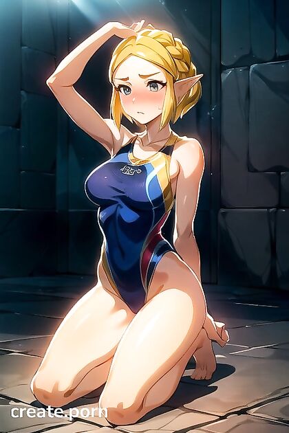 Zelda Kneels for  Hentai Picture with Thick Lines