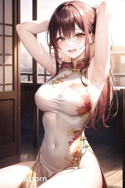 Ginger Yogini in Seductive Chinese Hanfu for Erotic Hentai Pleasure