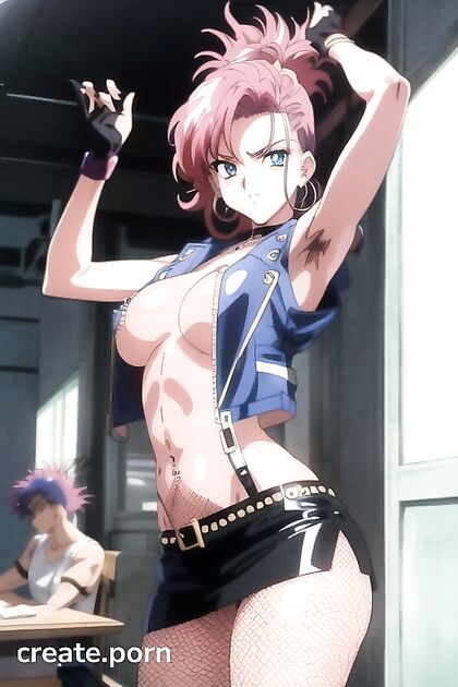 Fit Girl 18+ with Eyeshadow and Mohawk Gets Wild in Hentai Picture