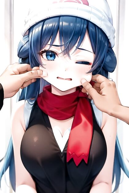 Dawn from Pokémon Gets Her Cheeks Pinched in Steamy Hentai Picture