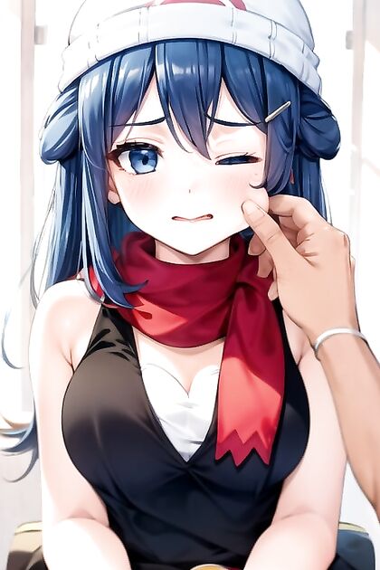 Dawn from Pokémon Gets Her Cheeks Pinched in Steamy Hentai Picture