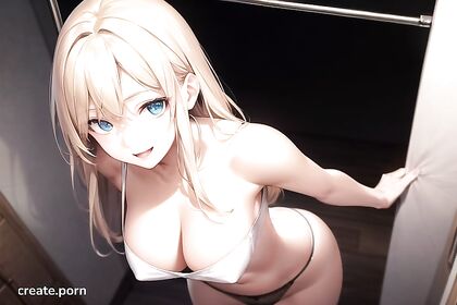 Scandinavian hentai goddess lifts her skirt and teases top-down delights