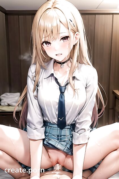 Busty Top-Down View with Spread Legs in Mesmerizing Hentai Picture