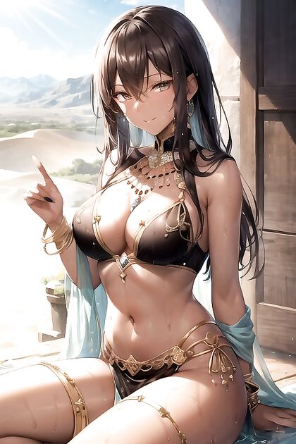 Belly Dancer Gives Seductive Winks While Sitting Down in Erotic Hentai Action