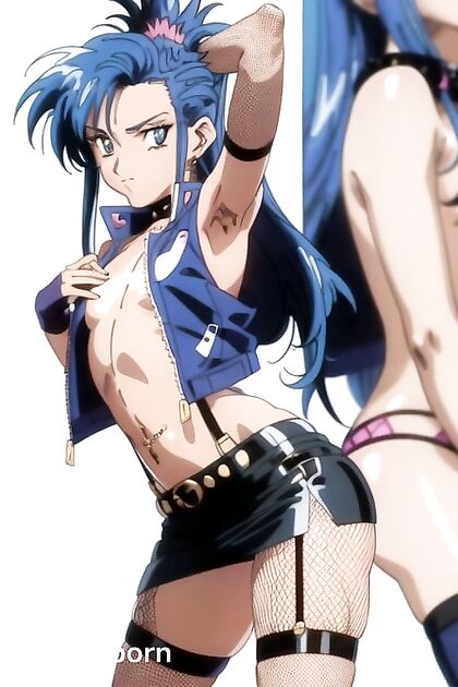 Multicolored Hair Babe with Stud Earrings and Brow Piercing inSTEAMY Hentai Action