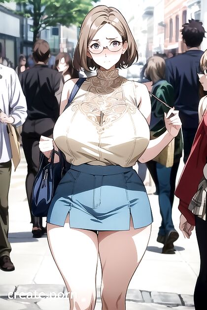 Embarrassed Woman Shows Off Her Massive Ass in Crowded hentai Scene