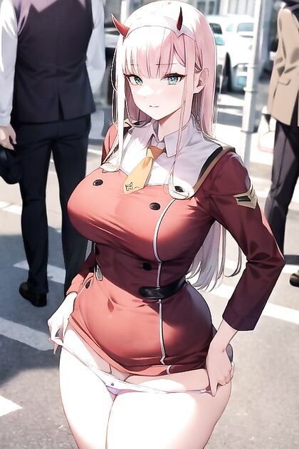 Zero Two in School Uniform Takes the Streets in Intense Hentai Action