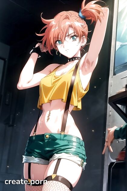 Anime Styled Beauty in Fishnets and SeductiveEyeshadow for Hot Hentai Action