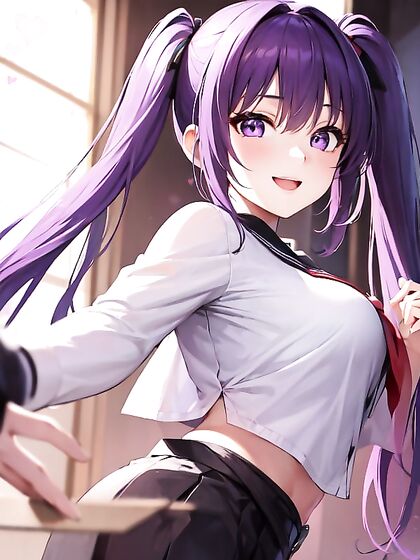 Elated Hentai AI Action with in Purple Hair and Uniform