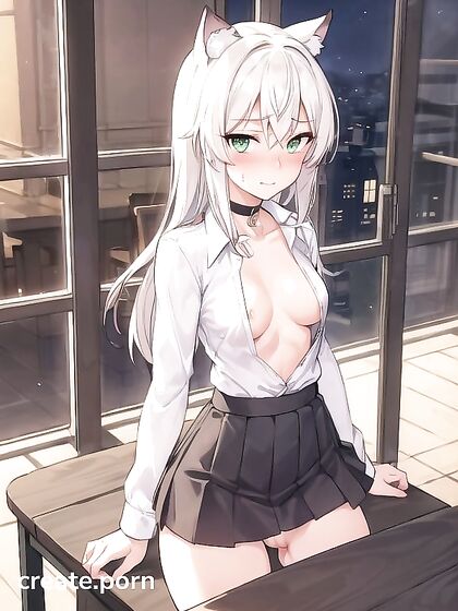 Cat Girl 18+ Seduces Under the Night Sky in Steamy Skirt Hentai Action