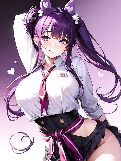 Cute Girl 18+ with Pigtails, Bangs, and Purple Hair in Steamy Hentai Action