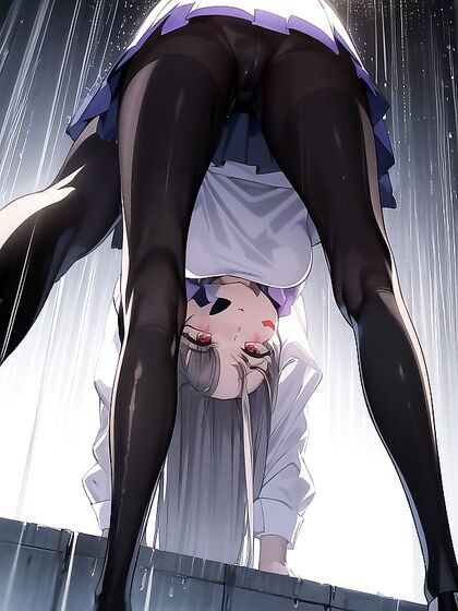 Red-Eyed Beauty with a Round Ass Drenched in Rain for Steamy Hentai Action