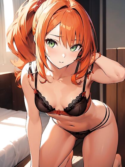Submissive Beauty in Seductive Lingerie Enjoying Long-Length Hentai Pleasure