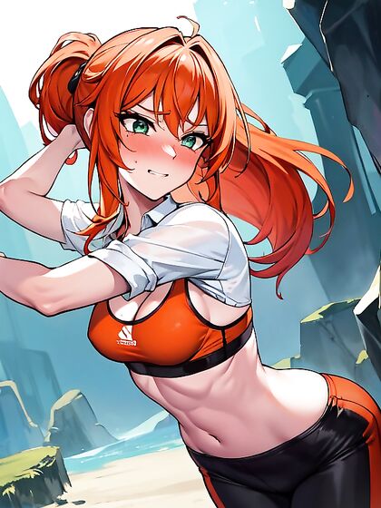 Fit Woman with Light Brown Skin Stands Tall in Seductive Hentai Scenes