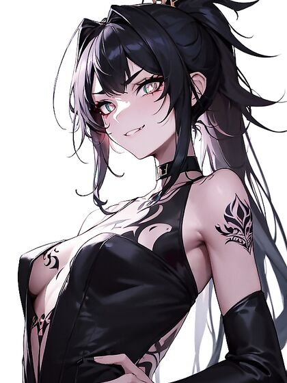 Glowing-Eyed Samurai in Black Tie Wields Katana for Intense Hentai Pleasure