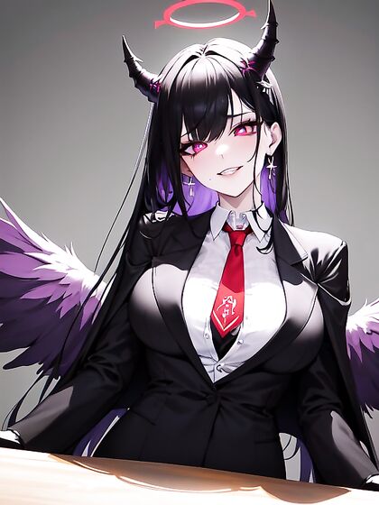 Multi-Colored Hair Beauty in Arms-Crossed Choker Fantasy Hentai Action