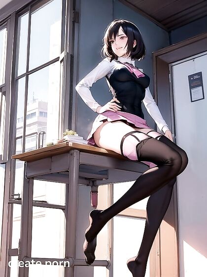 Noon Classroom Fantasy with Thigh-High Socks and Seductive Pleasure