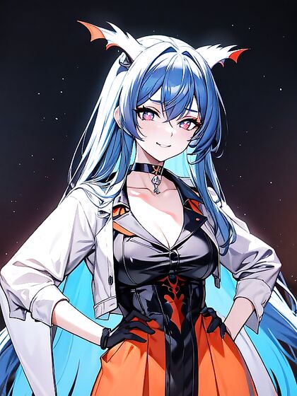 Glowing Eyes and Long Length in Elegant Black Tie Hentai Action
