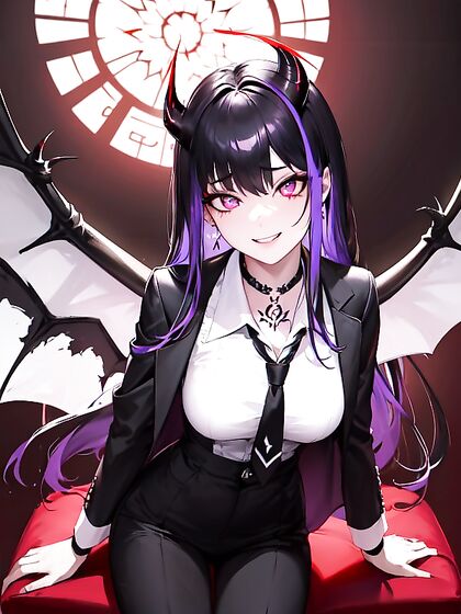 Grinning With a Wide Smile, Arms Crossed in Seductive Hentai Action