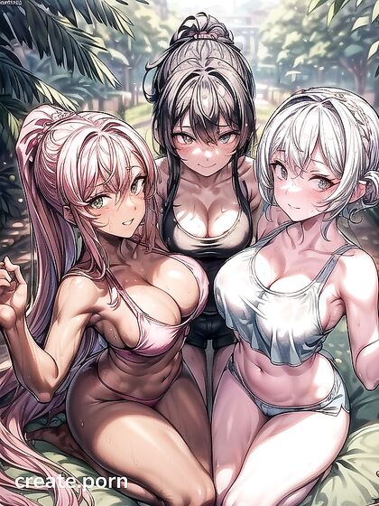 Seductive Green-Eyed Beauty with Large Breasts Teases in Crop Top Hentai Action