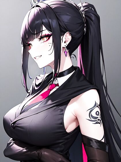 Grinning Beauty with Multi-Colored Hair Choked for Intense Hentai Pleasure