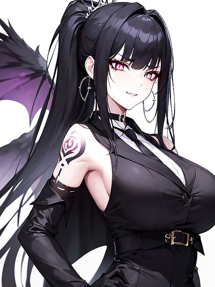 Ponytailed Girl 18+ in Choker Stares at You for Seductive Hentai Pleasure