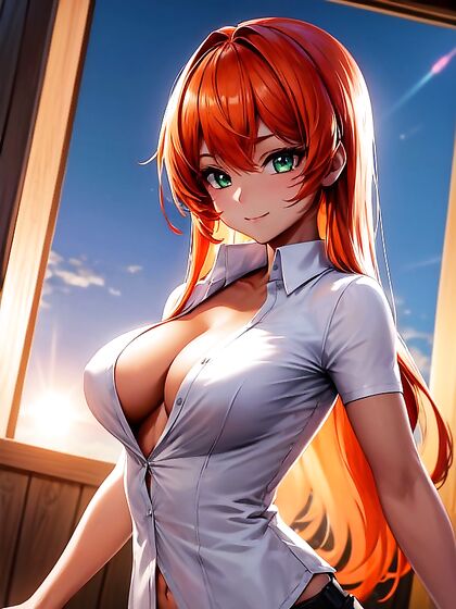 Ginger With Light Brown Skin Stands for Sensual Hentai Pleasure