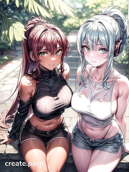Seductive Green-Eyed Beauty inCrop Top andLoungewear forHentai Pleasure
