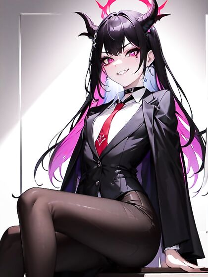 Seductive Villainess in Black Tie Bites Down for Steamy Vampire Hentai Action