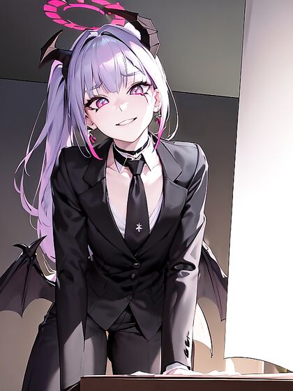 Skinny Girl 18+ with Horns Wearing a Choker in Seductive Hentai Action