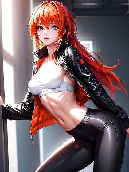 Fit Ginger Leans Forward for Intense Hentai Pleasure