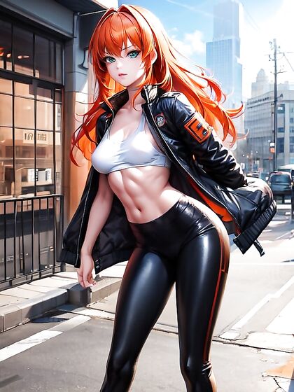 Ginger with Green Eyes Teased in Sexy Leggings for Steamy hentai Action