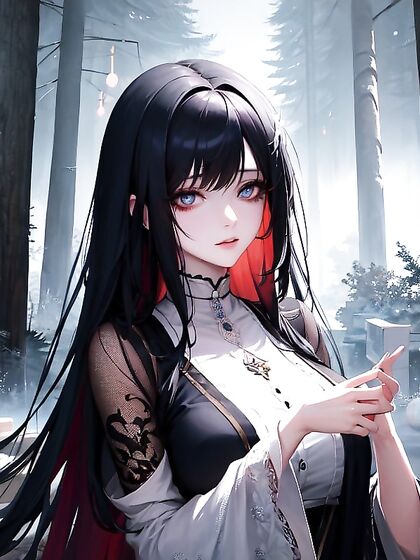 Tasteful Black-Haired Beauty in a Dreamy, Surreal Landscape for"value" Hentai Pleasure