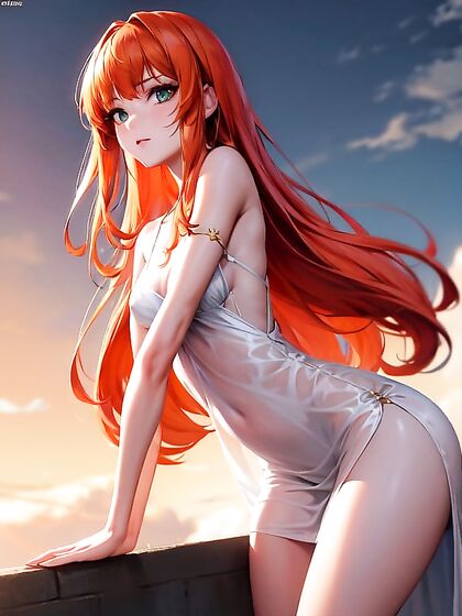 Ginger Beauty Leans Forward for Intense Hentai Pleasure