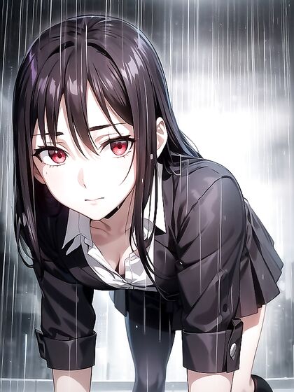 Dark-Skinned Beauty Navigates Raining Cyberpunk City in Steamy Hentai Action