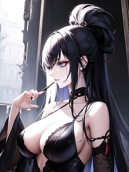 Long Hair Flows like Lanterns in a Misty Forest: Her Powerful yet Serene Aura in Hentai AIPorn
