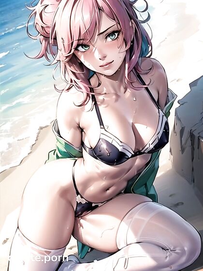 Seductive Green-Eyed Beauty Enjoying Intense Dildo Pleasure in hentai