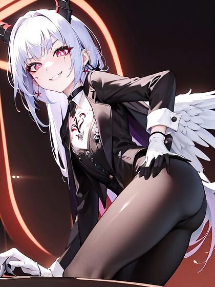 Vibrant Orange-Eyed Beauty in Cape Crosses Arms for Steamy Hentai Pleasure