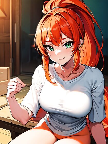 Happy Ponytailed Beauty with Light Brown Skin in Seductive Hentai Scenes