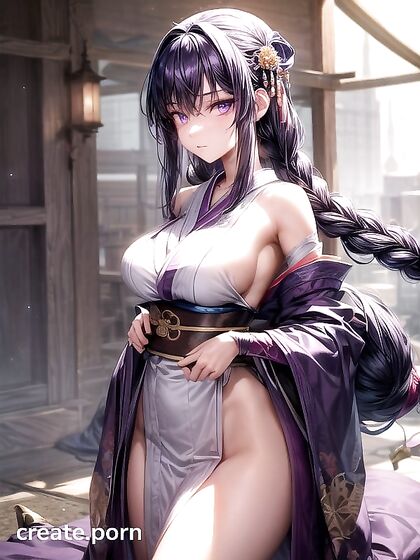 Purple-Haired Beauty with Glowing Purple Eyes Takes Center Stage in Seductive Hentai Solo Scene