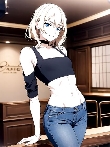 Skinny Bartender Wears Choker for Steamy Hentai Action